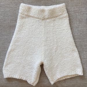 Cream Fuzzy Sherpa Bike Shorts